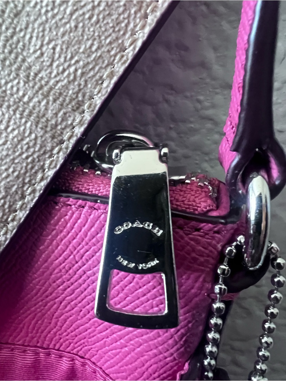 Coach F57788 Bright Fuschia/Saddle CRSGN LTH EW POP Crossbody w/matching wallet - Picture 3 of 16